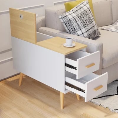 Picture of Monumo Natural Wood Side table  - 2 drawers