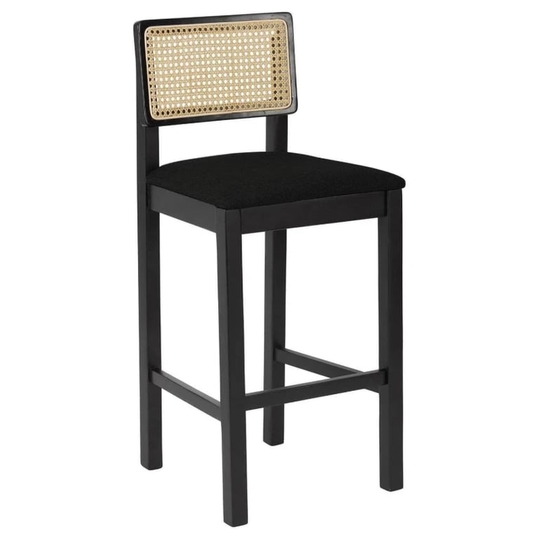 Picture of Rivano -Rattan Bar Dining Chair -Black Natural Wood Frame