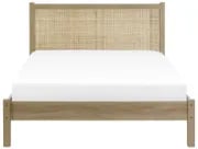 Arello Natural Wood Bed – Rattan Headboard