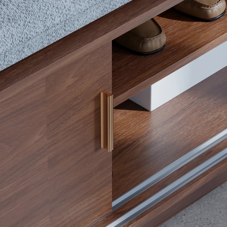 Elara – Natural Wood Storage Bench with Cushioned Seat