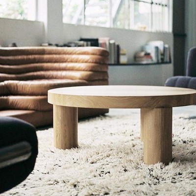 Picture of Sola Round Coffee Table – Natural Pine Wood for Modern Living Rooms