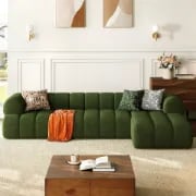 Picture of Verde Sectional Sofa –  Tufted Upholstery & Natural Wood Base