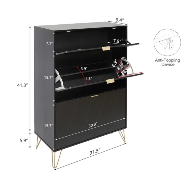 White Aadhyareddy 12 Pairs Solid + Manufactured Wood Shoe Storage Cabinet