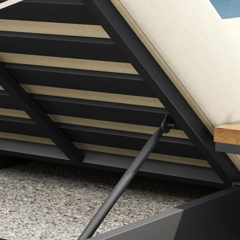 Picture of Lorigin Wooden Outdoor Lounger with side table - Natural wood