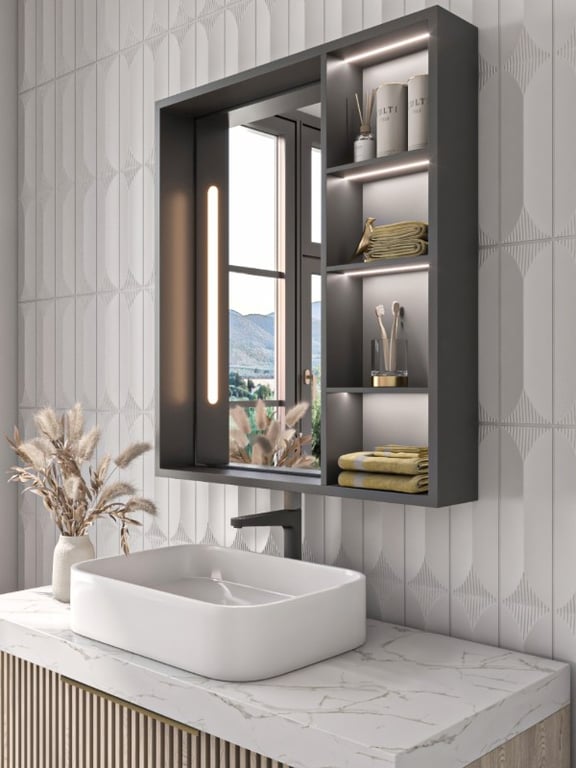 Picture of Cavea – Smart LED Bathroom Mirror Cabinet with Storage Shelves