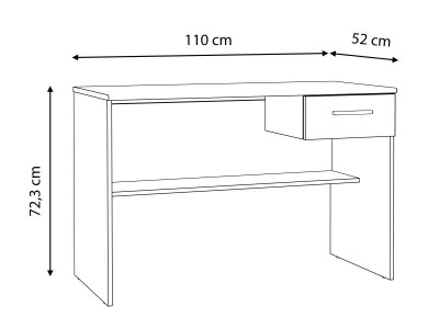 Picture of slate Modern Desk with Drawer & Lower Shelf – Natural Wood