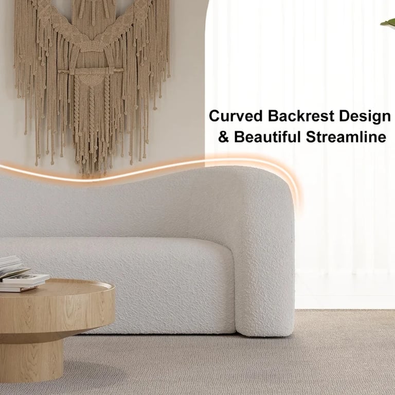 Lunaro Curved Bouclé Sofa – Modern Two-Seater Design