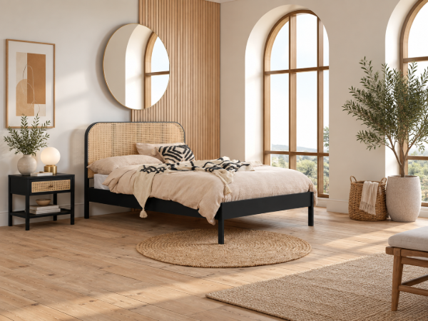 Picture of Émilienne Natural Wood Bed – Woven Headboard