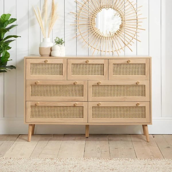 Avenya – Natural Rattan & Wood 6-Drawer Chest