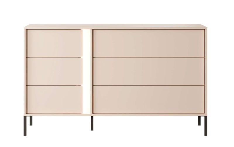 صورة طقم غرفة نوم إلارا من الخشب الطبيعي – لوح رأس مُبطن مع رفوف جانبية