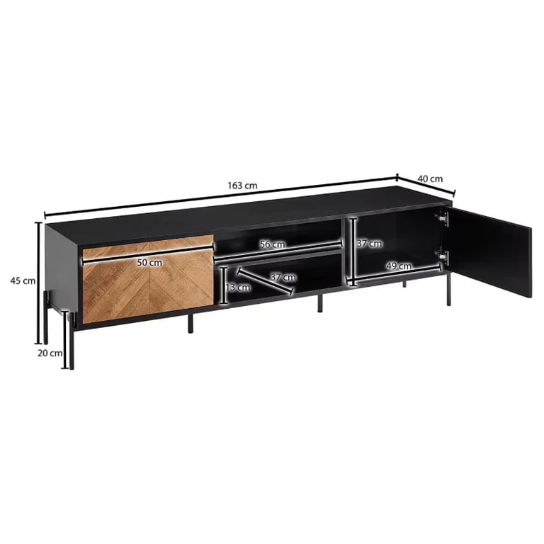 Picture of Tressa – Black Natural Wood TV unit