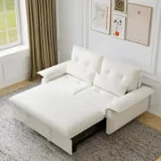 Velin Convertible Sofa Bed – Padded Arms with Natural Wood Frame