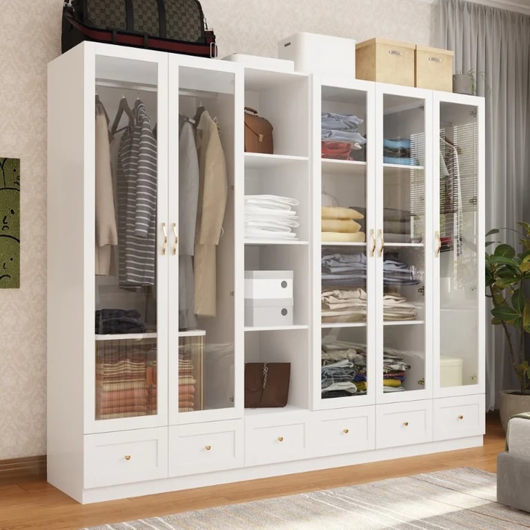 Picture of Glassy Multi-unit and multi-use wardrobe natural wood