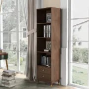 Picture of Master bookcase with 3 shelves and metal frame - natural wood