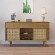 Renvo Sideboard – Natural Wood and  Rattan