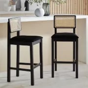 Picture of Rivano -Rattan Bar Dining Chair -Black Natural Wood Frame