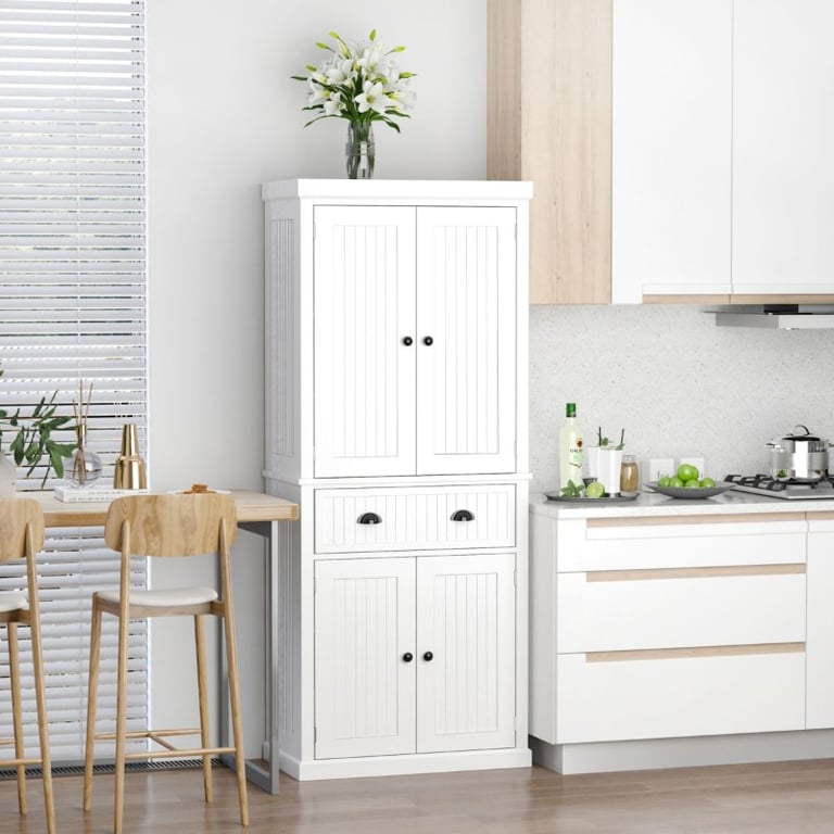 Kity Kitchen Pantry Cabinet – Natural Wood with Dark Modern Finish