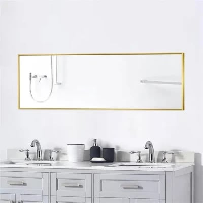 Floor Mirror Free Standing Dressing Mirror with Black Aluminum Alloy Frame