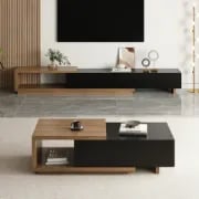 Mauro Media Set in Natural Wood & Black