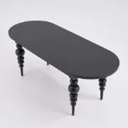 Picture of Elegant Black Oval Dining Table with Sculpted Legs