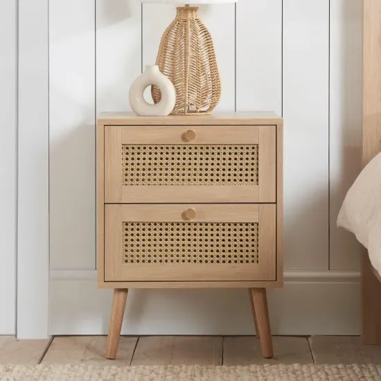 Picture of Soma – Rattan Wooden Nightstand with 2 Drawers
