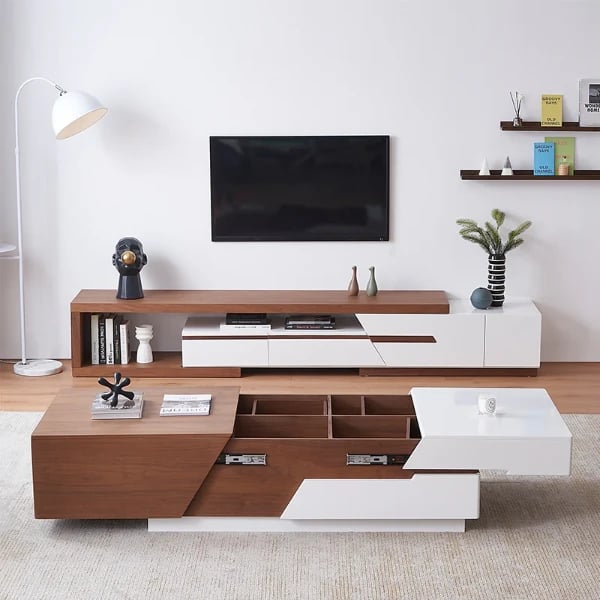 Picture of Rikke Tables Set – Natural Wood TV Unit & Coffee Table