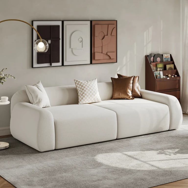 Picture of Lunea Cloud Sofa – Modular 3-Seater with Natural Wood Base