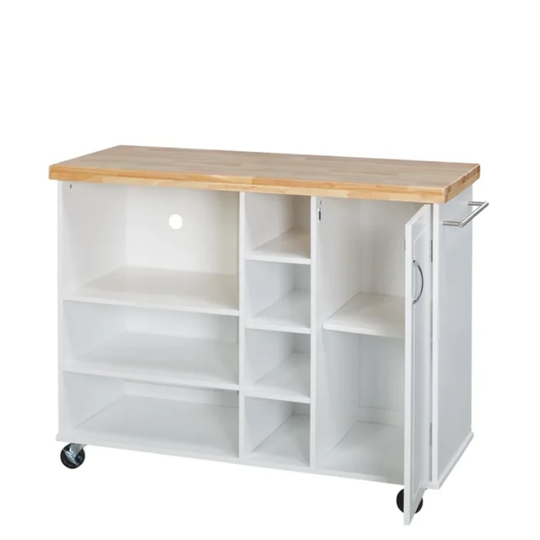 Moulden Small Kitchen Island with Wheels - Natural Wood