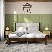 Picture of Serene Natural Wood Bed – Tufted Headboard