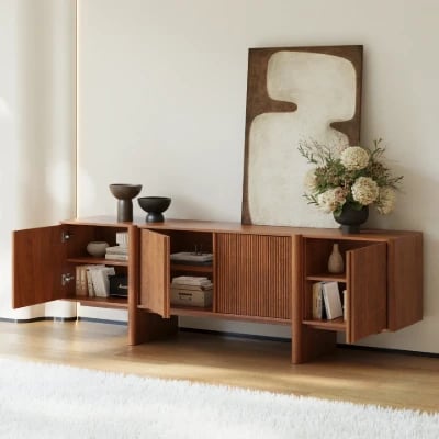 Picture of Tavora Natural Wood Sideboard – Fluted Door Design