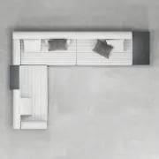 صورة كنبة ركنية على شكل حرف الـ كافالو – بقاعدة من الخشب الطبيعي