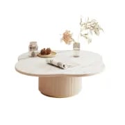 Eclipse – Modern Coffee Table Set with Marble-Effect Top – Natural Wood