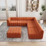 صورة لوريا كنبة ركنية متغيرة –  ٦مقاعد بقاعدة من الخشب الطبيعي