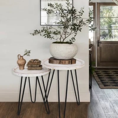 صورة طاولة جانبية حديثة خشب طبيعي هارڤ  - قطعيتن