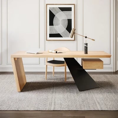 Picture of Zekar – Natural Wood Accent Desk with Handcrafted Knot-Inspired Top