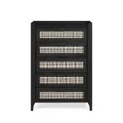 Zaria - Natural wood storage unit with rattan fronts.