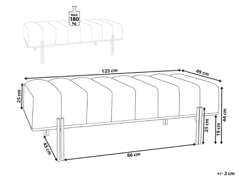 Picture of Ottoman  Velours - Natural wood.