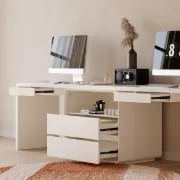 Picture of Clajy – Natural Wood Desk -Modern Desk with 4 Drawers & 1 Cabinet