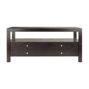 Jozlyn Natural Wood Coffee Table In Espresso Finish