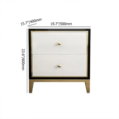 صورة طاولة غرفة نوم حديثة أسود مع أبيض لاروم - 2 درج