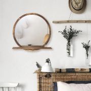 Picture of Keku Natural wood Round Mirror - Mounted