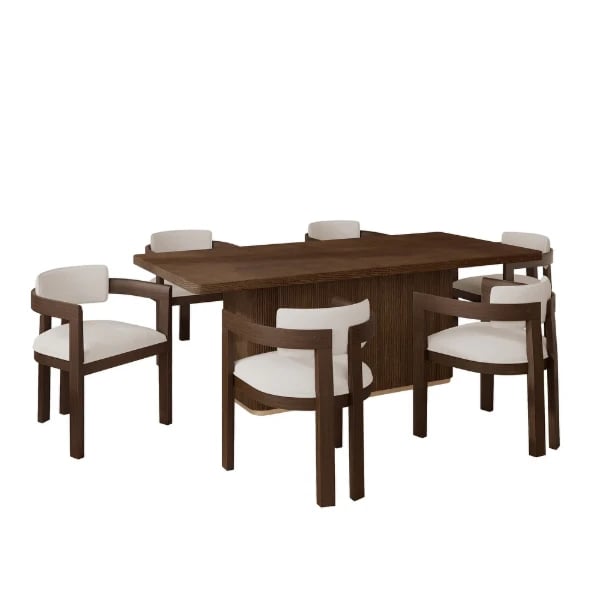 Aurex – Elegant Dining Set | Natural Wood with Golden Accents