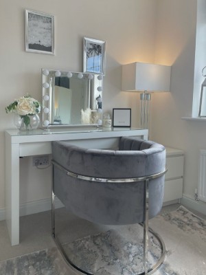 Picture of Arelia Modern Armchair – Natural Wood with Soft Fabric & Metal Legs