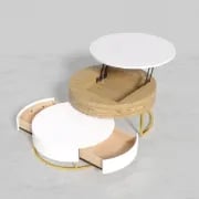 Picture of Valiro Natural Wood Coffee Table – With Sliding Drawers & Artistic Design