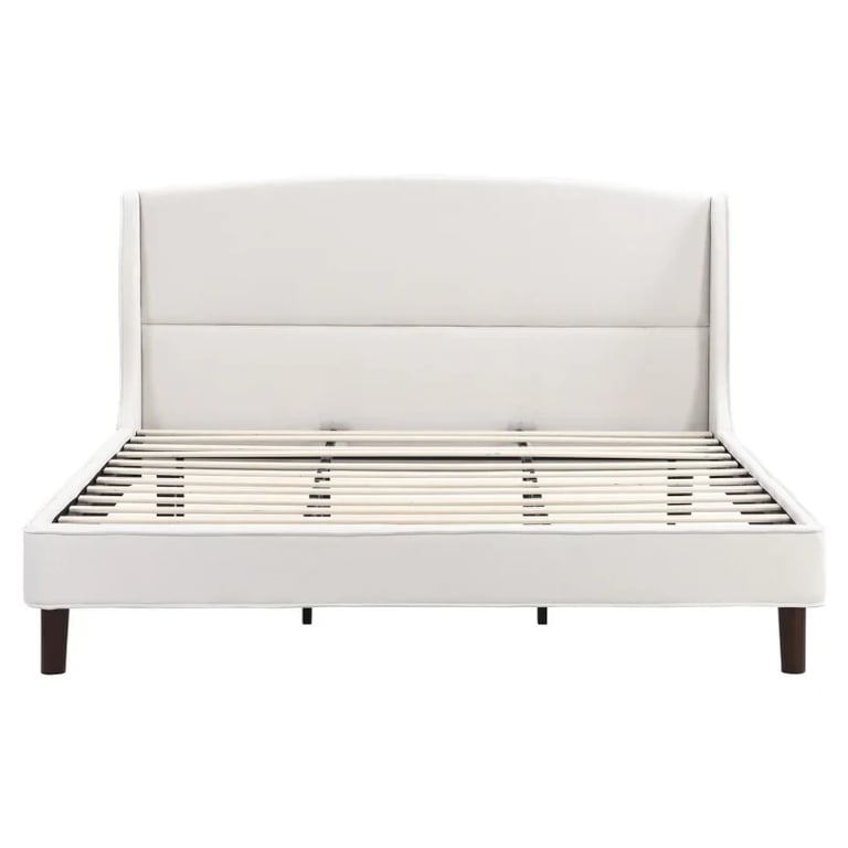 Monroe – Elegant Upholstered Bed with Natural Wood Frame