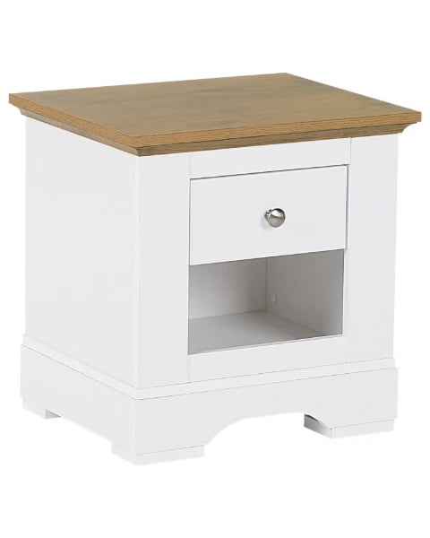 Savora Natural Wood Bedside Table – Drawer & Open Shelf
