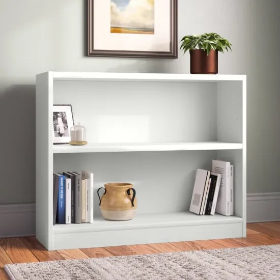 Paulica White Low Bookshelf – Natural Wood