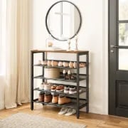 Liora - Natural Wood Shoe Storage Unit with Metal Frame