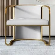 صورة لويـس كرسي عصري – أناقة الجلد الصناعي بقاعدة ذهبية