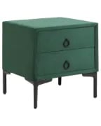 Aureva – Upholstered Bedside Table with 2 Drawers & Metal Legs